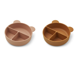 Connie divider bowl 2-pack - dark rose/mustard mix - Liewood