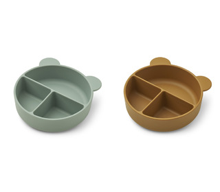 Connie divider bowl 2-pack - peppermint / golden caramel mix - Liewood