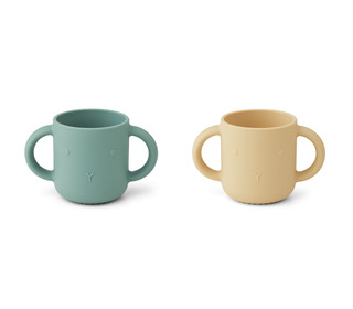 Gene silicone cup - 2 pack - rabbit peppermint wheat yellow mix - Liewood