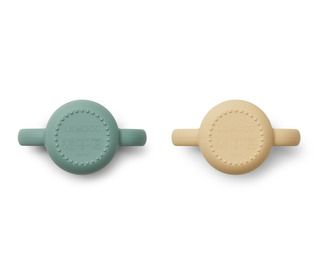 Gene silicone cup - 2 pack - rabbit peppermint wheat yellow mix - Liewood