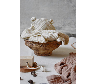 Hooded baby towel - nude - Little Otja