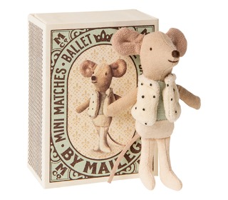 Mouse, Little brother in box - dancer - Maileg