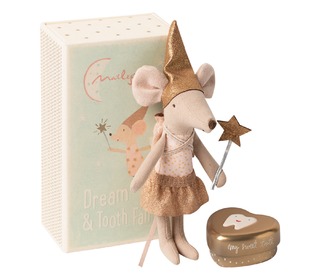 Mouse, Tooth Fairy in box, girl & metal heart  - Maileg