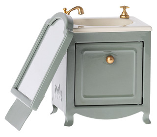 Sink dresser w. mirror, mouse - dark mint - Maileg