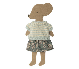 Knitted sweater and skirt for big sister mouse - Maileg
