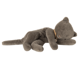 Sleeping kitten plush, medium - grey - Maileg