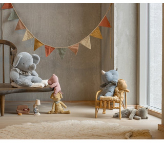 Sleeping kitten plush, medium - grey - Maileg