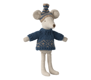 Knitted sweater and hat, dad mouse - Maileg