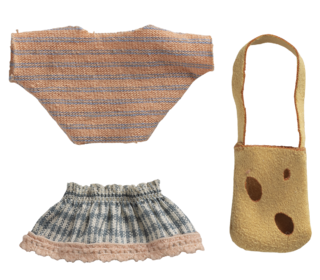 Clothes and bag - little sister mouse - Maileg Clothes and bag - little sister mouse - Maileg