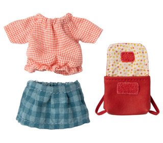 Clothes and bag, Big sister mouse - red - Maileg