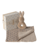 Rabbit rattle set - cream peach