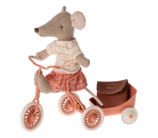 Tricycle mouse, big sister - coral - Maileg