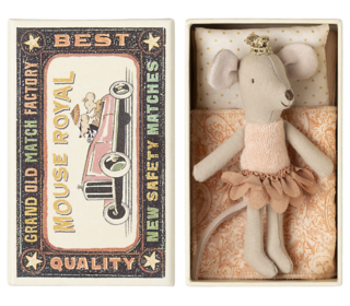 Princess mouse, little sister in matchbox - coral - Maileg