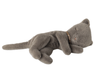 Sleeping kitten plush, small - grey - Maileg