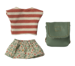 Clothes and bag, big sister mouse - green - Maileg