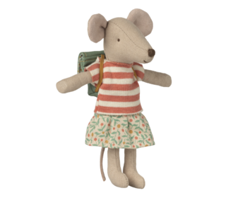 Clothes and bag, big sister mouse - green - Maileg