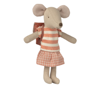 Clothes and bag, big sister mouse - coral - Maileg