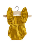 Barboteuse rétro Lou en coton double gaze - camel