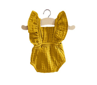 Barboteuse rétro Lou en coton double gaze - camel - Minikane