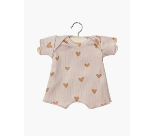 Babies - body shorty en maille côtelée - petits coeurs roses - Minikane