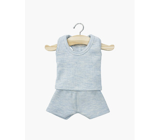 Les P’tits Basiques – Dessous garçon Marcel - bleu chiné - Minikane