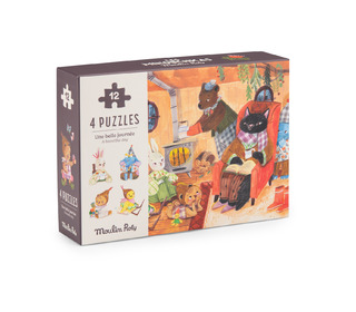 Mini puzzel (4 x 12 st) - Les Minouchkas - Moulin Roty