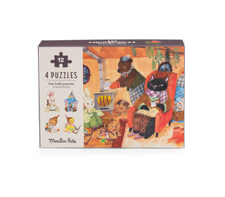 Mini puzzel (4 x 12 st) - Les Minouchkas - Moulin Roty