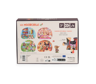 Mini puzzel (4 x 12 st) - Les Minouchkas - Moulin Roty