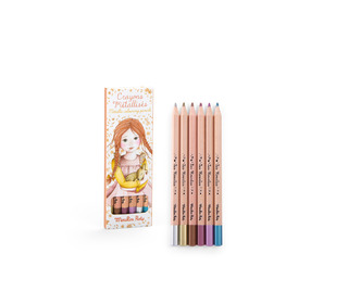 6 crayons métallisés - Les Rosalies - Moulin Roty
