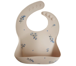 Silicone bib - blue flowers - Mushie