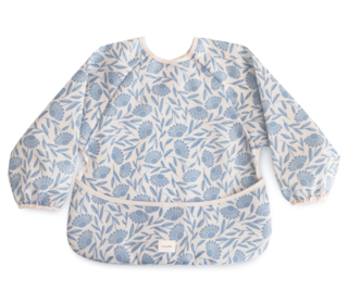Long sleeve bib - blue flowers - Mushie