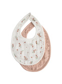 Muslin bib 2-pack - blush/pink floral