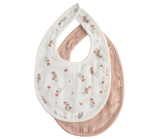 Muslin bib 2-pack - blush/pink floral - Mushie