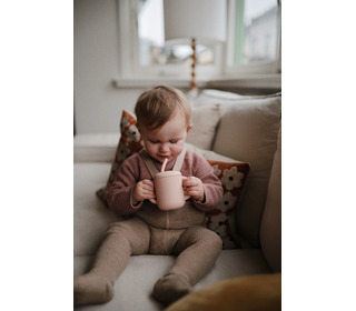 Silicone Training Cup + Straw - pink flowers - Mushie