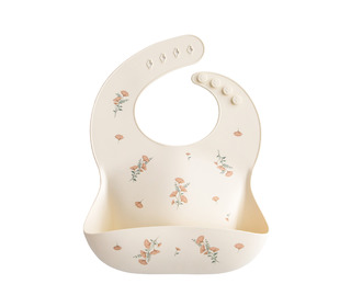 Silicone bib - pink flowers - Mushie