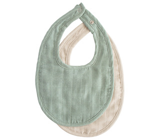 Muslin bib 2-pack - roman green/fog - Mushie Muslin bib 2-pack - roman green/fog - Mushie