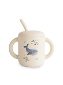 Silicone Training Cup + Straw - whales