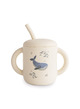 Silicone Training Cup + Straw - whales