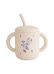 Silicone Training Cup + Straw - blue flowers