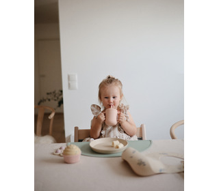 Silicone Training Cup + Straw - pink flowers - Mushie