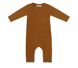 Rib henley jumpsuit l/s - golden olive - Phil & Phae