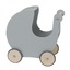 Wooden doll's pram, grey - Sebra