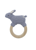 Crochet rattle, Bluebell the Bunny on ring - dreamy