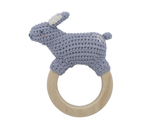 Crochet rattle, Bluebell the Bunny on ring - dreamy - Sebra