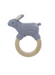 Crochet rattle, Bluebell the Bunny on ring - dreamy