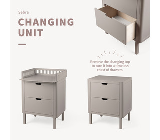 Sebra changing unit, drawers - jetty beige - Sebra
