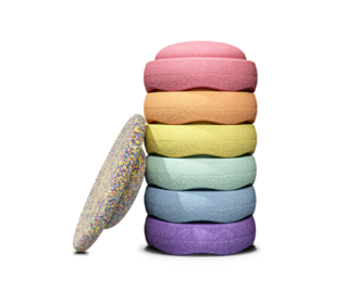 Super confetti rainbow set pastel - 6 + 1 - Stapelstein