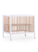 Playpen 97 + wheels - 95 x 75 cm - wood - white/nature