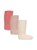 3 pack rib socks - desert rose/creme rose/rose