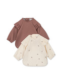 2 Pack dinner bib frill with sleeves - cherry/rosewater